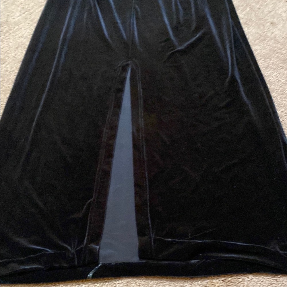 Elegant Y2K Black Velvet Size 14 Embellished Maxi Dress Dark Romance Goth Fall - Picture 12 of 14
